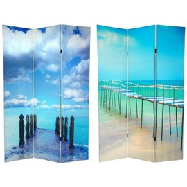 Oriental Furniture 6 ft. Tall Double Sided Ocean Room Divider