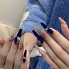 MERVF Coffin Press on Nails Long Fake Nails Royal Blue