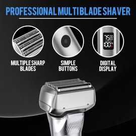 Electric Razor for Men Professional Detachable Wet/Dry Electric Foil Shaver with Pop-up Trimmer 70 Minute Runtime, Rechargeable Precision Trimmer (Silver)