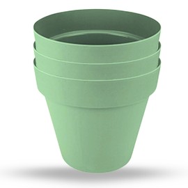 AKH® Pflanztöpfe Indoor & Outdoor | 13 cm | 3 Stück | Kunststoff Blumentöpfe mit Drainagelöchern | Dekoratives Selbstbewässerndes Pflanzgefäß Set (Mint, Klein)