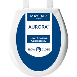 Mayfair Aurora Slow Close Toilet Seat, Easy Clean Hinges and Adjustable Perfect Fit Plastic Seat, Round, White