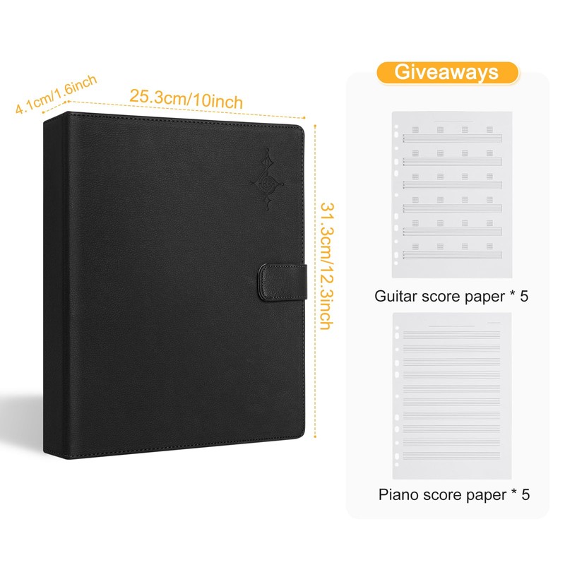 Rockhouse Sheet Music Folder, 3 Ring Binder Music Holder PU