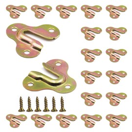 Adiyer 20pcs Zinc Yellow Keyhole Hangers Mirror Picture Frame Hangers Mug Key Coat Hanging Rack Wooden Board Wall Mount Single Keyhole Hanging Plate