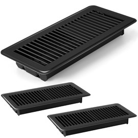 Retisee 2 Pcs 4" x 12" Floor Register Vent Covers Heavy Duty Steel Walkable Floor Vents with Adjustable Airflow Curved Safe Edges and Rust Proof Finish for Homefloor Sidewall (Black)