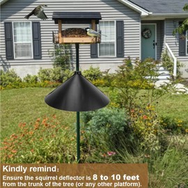 Outdoor Squirrel Flapper, Protective 16 Inch Galvanized Steel Professional Outdoor Squirrel Baffle Black for Bird Feeder (Rod Style (with High and Short Fixed Clips))