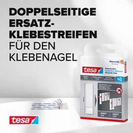 tesa 77771-00500-00 Tapete & Putz im 3er Pack-Klebestreifen Klebenagel für Tapeten und Putz-1 kg Halteleistung pro 3 x 6 Streifen, Weiß, 1,0kg