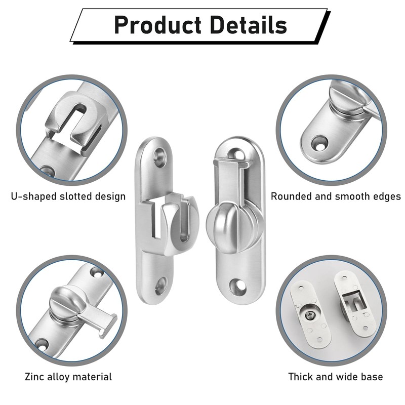 Sliding Door Locks, 90/180 Sliding Door Bolt for Sliding Doors,