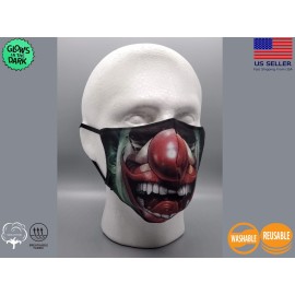 Wild Scary Joker Glow In Dark Mask For Adults Cotton Reusable Washable Filter Pocket