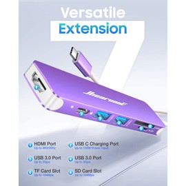 Hiearcool USB C Hub for MacBook Pro M2, USB C Adapter for MacBook Air M1, USB C to HDMI Multi-Port Adapter 7 in 1 USB C Dock HDMI Adapter for MacBook Thunderbolt 3 4 Laptops and Other Type C Devices