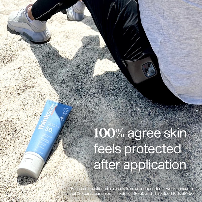 Thinksport Safe Sunscreen SPF 50+, Basic, Unscented, 3 Fl Oz