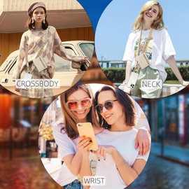 ZOPPEN Phone Lanyard Crossbody, Clip and Go Strap for Phone with Wallet Crossbody, Phone Strap with Zippered Pouch, Adjustable Strap with Phone Tethe Tap for All Phones, Beige