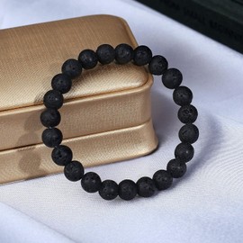 Sahoottie Crystal Bracelets for Women Lava Rock Crystal Bracelet 8mm Bead Bracelets for Women Black Bracelet Jewellery