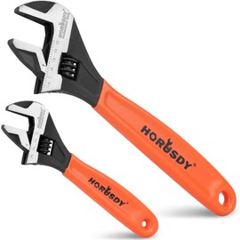 HORUSDY Adjustable Wrench Set | 2-Piece | 6-Inch and 10-Inch Wrenches | Metric & SAE Scales | Cushion Grip Wrench | Cr-V Steel