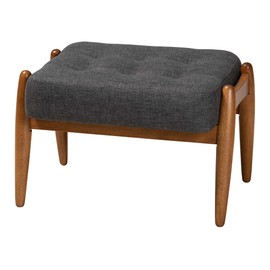 Baxton Studio Jeanine Footstool, One Size, Dark Grey/Walnut Brown