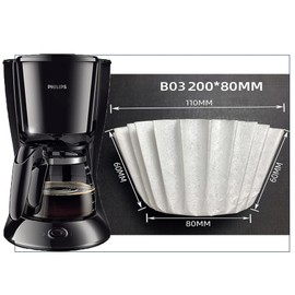 Basket Filter Coffee Filter for Beem, Phillips, Cuisinart, Gastroback, Pack of 100 80/200 mm Waste Paper Filter Basket Filter (White)