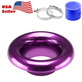 EZAUTO WRAP 3" Purple Short Ram Cold Air Intake Turbo Horn Aluminum Alloy Velocity Stack Adapter Kit
