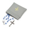 Squeeze Top Rosary Pouch Gray Vinyl with Gold Cross Imprint