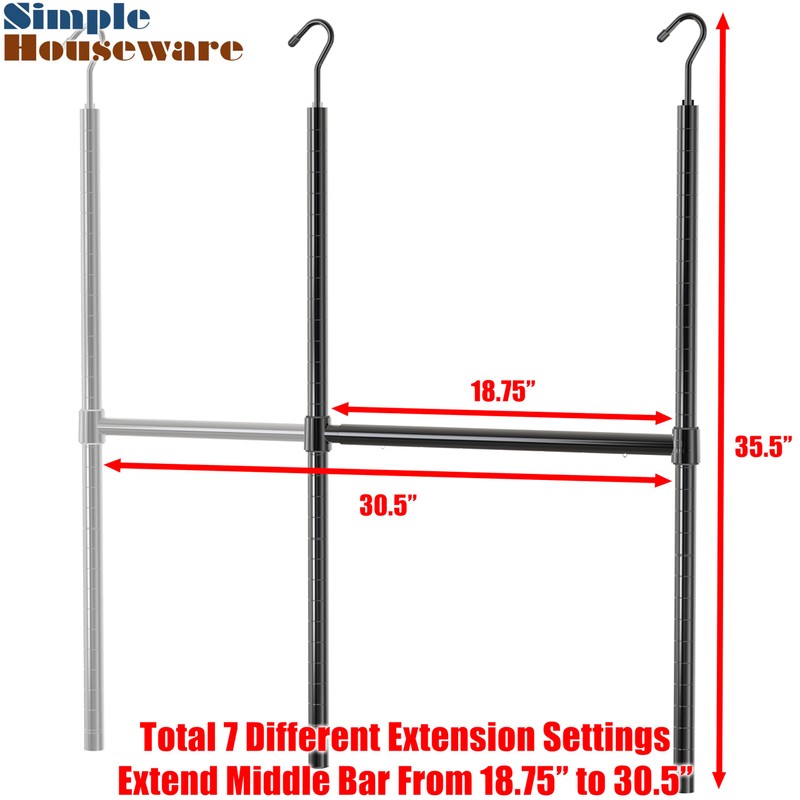 Simple Houseware Adjustable Closet Hanging Rod, Black