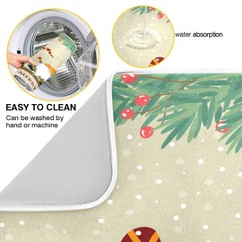 Christmas Card With Gnomes Dish Drying Mat for Kitchen, Absorbent Microfiber Drying Pad Dish Mat, 24" X 18"