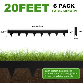 Hugeleaf Metal Landscape Edging, 40” L x 4.5” H Metal Edging for Landscaping with 7Pcs Stakes, Metal Garden Edging Pack of 6 (20 Feet Total Length)