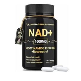 NAD de 1600 mg NAD con resveratrol y ribósido de nicotinamida, apoyo antienvejecimiento energía celular y apoyo a la claridad mental vegano sin OMG 120 cápsulas