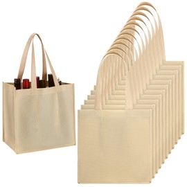 6 Bottle Wine Carrier Non Woven Wine Bag with Divider Washable Wine Tote Bag Reusable Wine Travel Bag Portable Wine Gift Bag for Travel, Camping, Picnic and Wine Lover (12 Pcs)