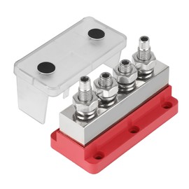 CNSPEED 600A Power Distribution Block 12V Bus Bar Terminal Block 4x3/8 (M10) Marine Battery Bus Bar with Cover for Automotive Car Boat Solar System Red