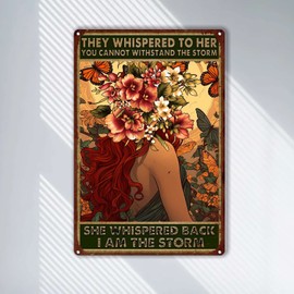 Tin Sign Metal Tin Sign Hippie They Whispered to Her You Can't Withstand The Metal Signs Wall Decoration for Family The Bar Restaurant Cafe Bathroom Garage Office 8x12inch-Tin Sign