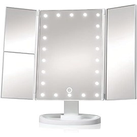 Retoo Espejo cosmético con iluminación LED plegable espejo de maquillaje espejo de aumento 2X3X interruptor táctil de aumento espejo de maquillaje