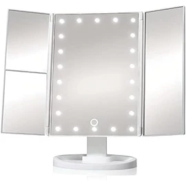Retoo Espejo cosmético con iluminación LED plegable espejo de maquillaje espejo de aumento 2X3X interruptor táctil de aumento espejo de maquillaje