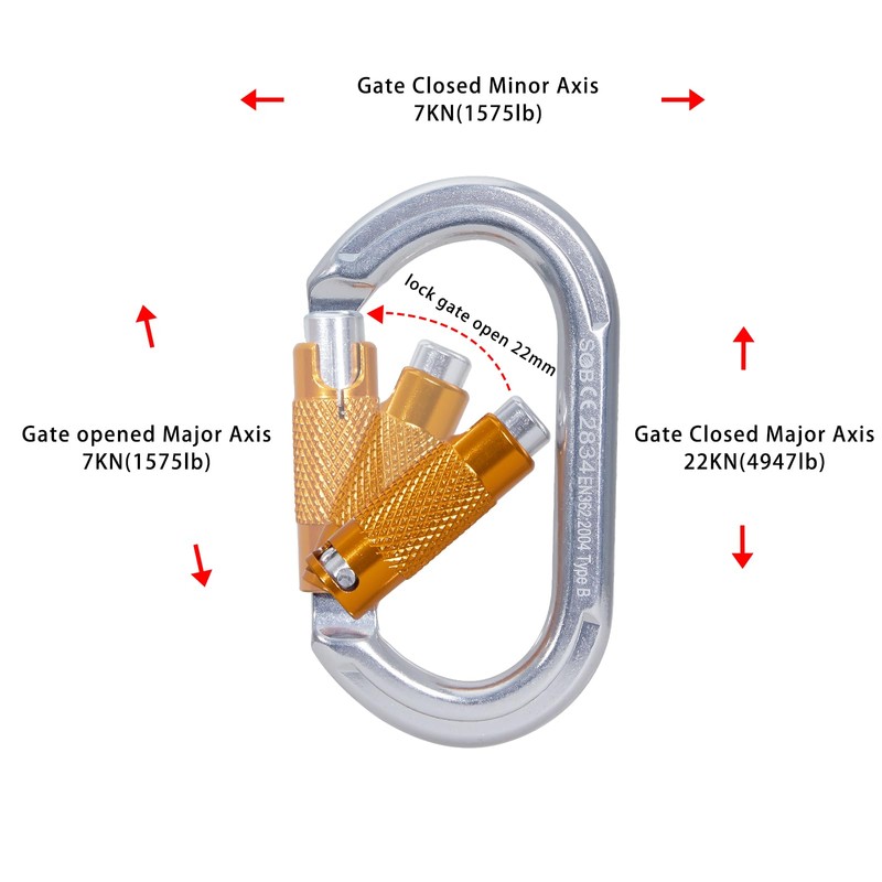 SOB Auto Locking Climbing Carabiner Clips 4Pack 22KN Heavy Duty