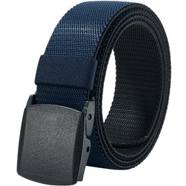LionVII Mens Elastic Belt 130cm Stretch Belt with Plastic Buckle Belt Band in 2 Same Colours, Black and Navy