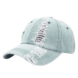 Kangqifen Unisex Vintage Distressed Denim Baseball Cap Outdoor Sports Casual Hat Adjustable Blue