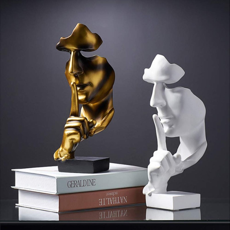 Asng Creative Abstract Men Figurine Sculptures, Keep Silence Statue, Thinker