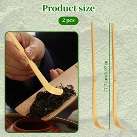 2PCS Bamboo Matcha Scoop, Chinese Tea Ceremony Utensil for Green Tea, Tea Whisk Scooping for Coffee, Spices, Tea Scoops/Matcha Spoon/Bamboo Scoop/Tea Accessories, Tea Leaf Sticks