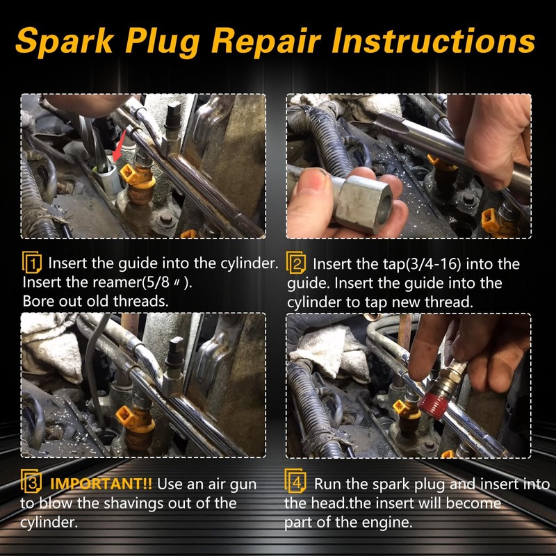 KPALAG 10PCS Stainless Steel Spark Plug Port Insert Installer Tools