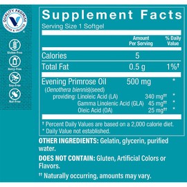 The Vitamin Shoppe Evening Primrose Oil 500mg - GLA Omega-6 | Women's Hormonal Balance | 120 Softgels | Cold-Pressed