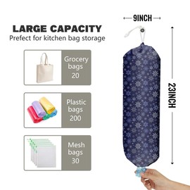 2pcs Blue Plastic Bag Holder Snowflake Grocery Bag Holder and Dispenser Organizer Garbage Shopping Trash Bags Storage for Kitchen Housewarming Gifts for Women Friends Sisters