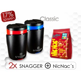 snagger Double Pack – The Snack Dispenser / Clean Hands When Snacking/Suitable for Peanuts, NicNacs, UVM/Gamer Gift, Gifts for Men Women, Nicnac Dispenser / (Double Pack Classic)