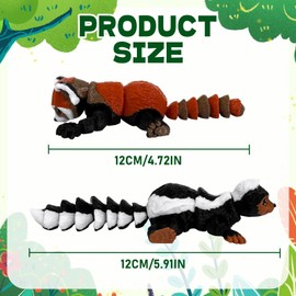 Giggiftrio 2pcs 3D Printed Animals,3D Printed Skunk 5.7in and 3D Printed Red Panda 4.5in , Articulated 3D Printed Toys ,Flexible 3D Animals for Desk Decor, Display, Collectible 3D Prints