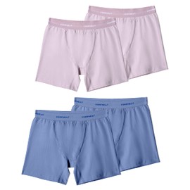 Comfneat Women's 4-Pack Boyshorts Cotton Spandex Boxer Briefs Stretchy Underwear (Blue+Rosa 4-Pack, M)