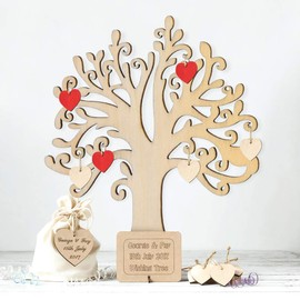 WINOMO Blank Wooden Wood Shapes Family Tree Wooden Craft Tree Embellishments for DIY Crafts - 10pcs