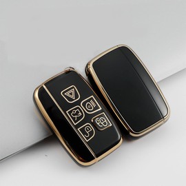 Juttzzei Land Rover Car Key Cover for Land Rover Defender Discovery Evoque LR4 Range Rover Sport Freelander Jaguar Velar Vogue, Evoque Key Cover, Soft TPU Range Rover Key Fob Cover - 5 Bottons(Black)