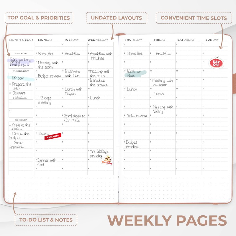 Clever Fox Appointment Book – Hourly Schedule Planner with Time
