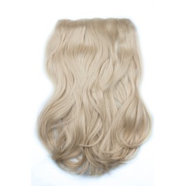 BOMBSHELL HAIR EXTENSIONS 180g 24" 5 Clips Flicky One Piece Half Head Clip On Hair Extensions Wig(M17 BLEACH BLONDE)