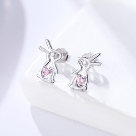 arete de plata de ley 925 con diseño de dragón, gato, koala, conejito de indias, hámster, vaca hipoalergénica, lindos regalos de joyería de animales para mujeres
