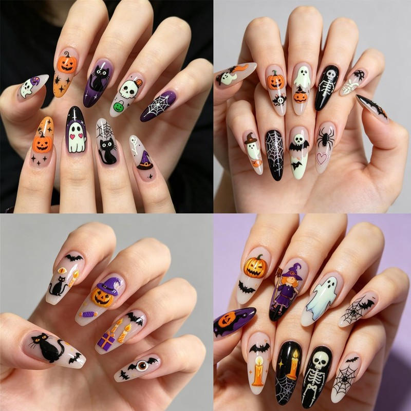 Halloween Nail Art Stickers 3D Self-Adhesive Halloween Nail Decorations