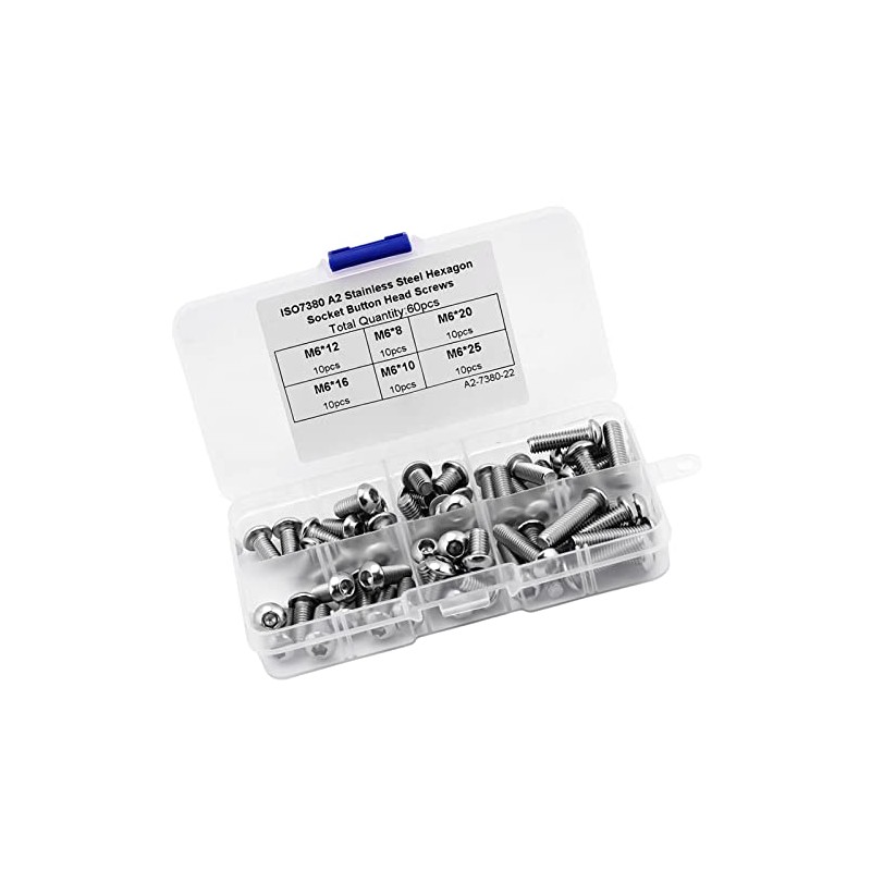 Cabeza Zócalo Tapa Tornillos,60pcs M6 Botón de acero inoxidable Botón
