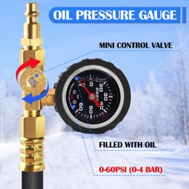Boltigen Upgraded RV Winterizing Kit, 17'' RV Winterizing Hose with Oil Pressure Gauge & Control Valve, Air Compressor Sprinkler Blowout Adapter Kit, for RV, Camper, Boat, Travel Trailer, Garden Hose