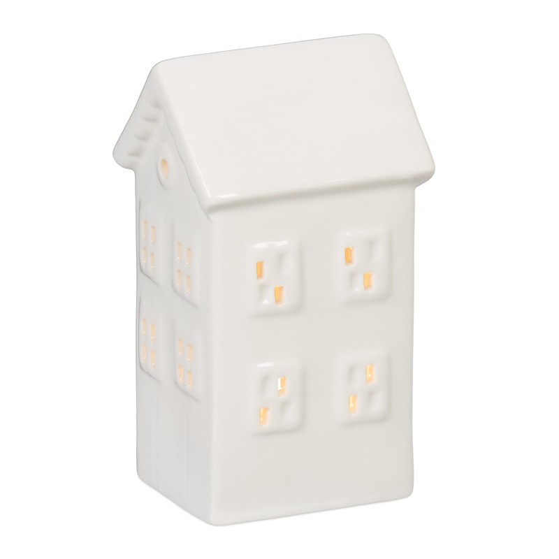 Relaxdays Ceramic Tea Light House, Light House for 1 Tea
